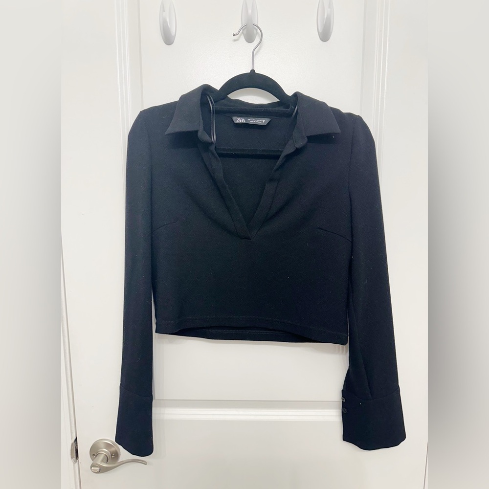 Zara Black Collared Blouse